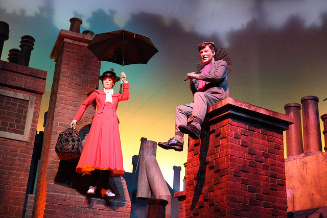 Mary Poppins and umbrella flying via flickr by sam howzit