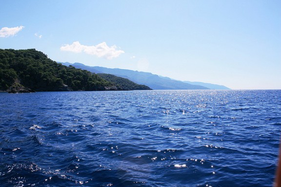 The beautiful blue Aegean coast