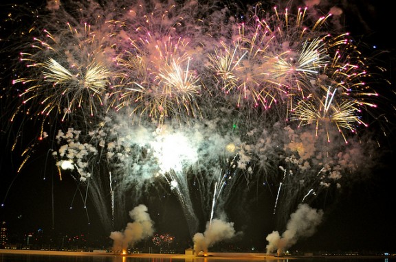 Dubai fireworks by Sarah Ackerman via Flickr
