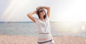 Standing on the beach